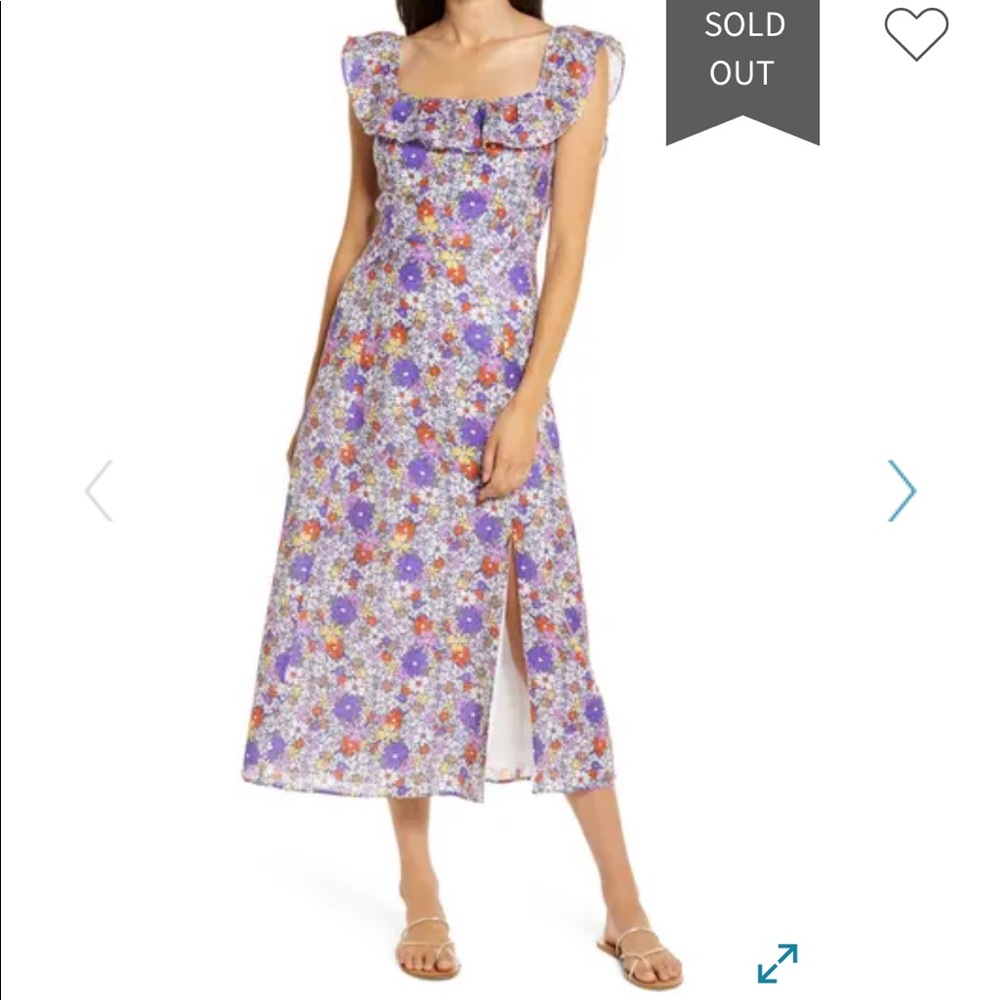 WAYF ruffle floral print midi dress NWOT